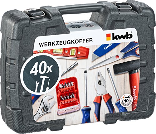 kwb Werkzeugkoffer aus robustem Hartkunststoff inkl. 40-tlg. hochwertigem Werkzeug-Set als perfekte Grundausstattung für… – Bild 3