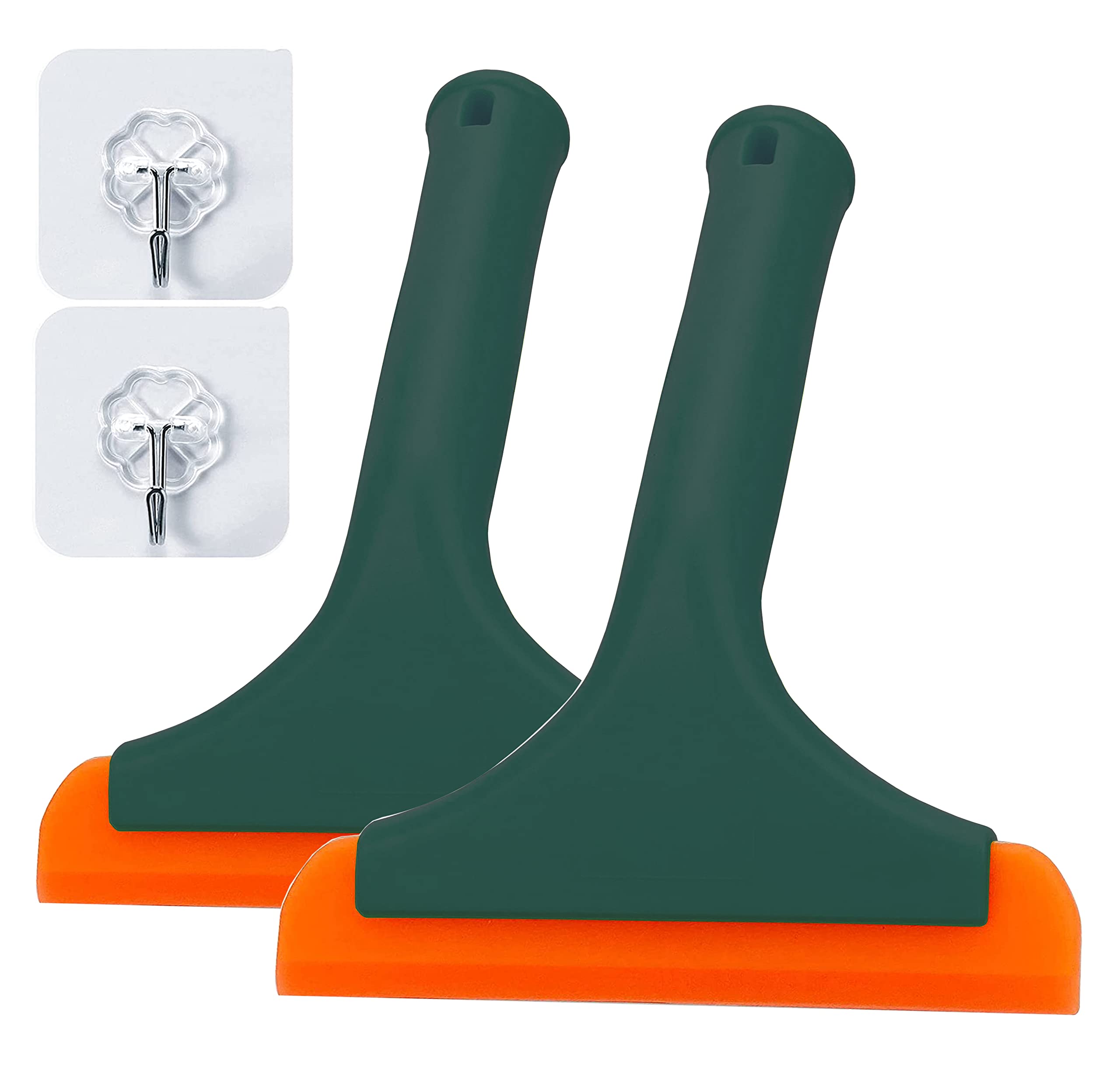 LinYesh Window Squeegee with Hook, 2PCS Shower Squeegees Set, Flexible Silicone Squeegee for Glass, Window, Shower Door, Bathroom Glass, Car Windshield