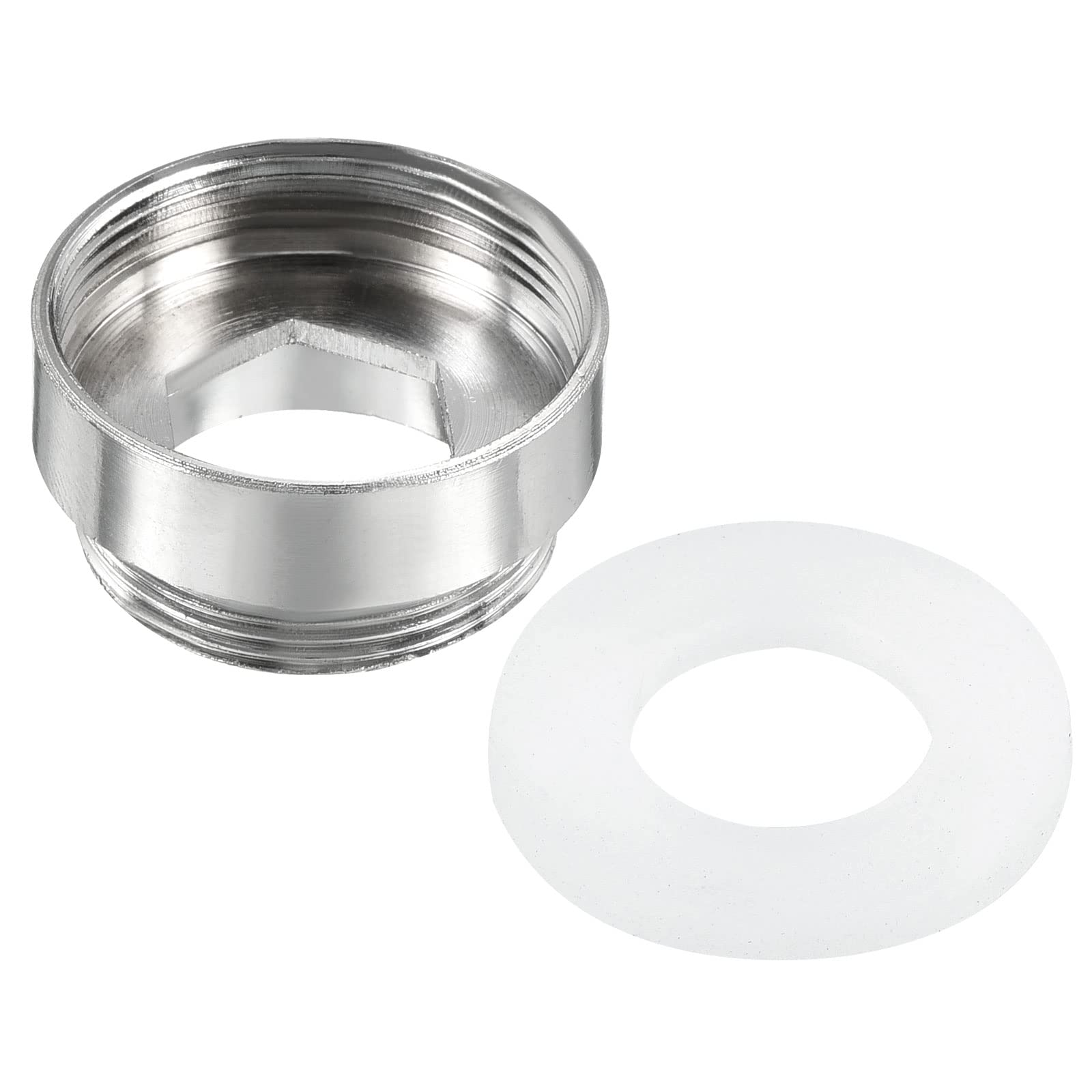 PATIKIL M22*1.0 Male to M24*1.0 Female Thread Faucet Adapter, 2 Pack Chromed Aerator Connector Fitting for Garden Hose Water Filter, Silver