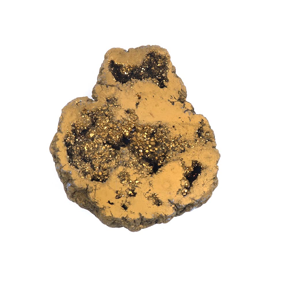 ANCLLO Natural Stone Natural Agate Slice Quartz Electroplated Cluster Crystal Points DIY gifts(Gold)