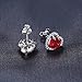 JewelryPalace Heart Of Ocean 3.8ct Created Red Ruby Halo Stud Earrings for Women, Love Forever 14k White Gold Plated 925 Sterling Silver Earrings for Her, Gemstone Jewelry Set for Women