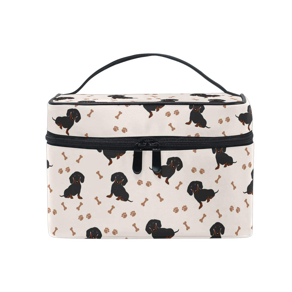 Makeup Bag, Cute Dog Animal Print Cosmetic Toiletry Storage Organiser Case Large Travel Handle Personalised Pouch with Compartments for Teenage Girls Women Lady