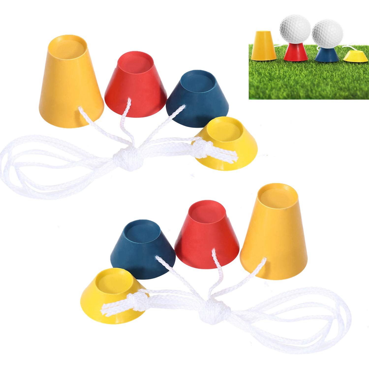 FINGER TEN Golf Tees Winter Rubber Plastic with Different Heights 4 Pcs or 8 Pcs, Multicolor Golf Rubber Tee Driving Range Ideal for Frosty Days Durable Portable fit Hard Ground (8 Pcs)