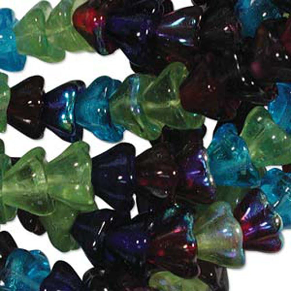 Gemstone Mix 10x13mm Flower Cone 45 Bead Cap Czech Glass Beads
