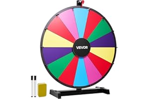 VEVOR 24 in Spinning Prize Wheel, 14 Slots Spinning Wheel with Stand, Tabletop Win Fortune Roulette with a Dry Erase and 2 Ma