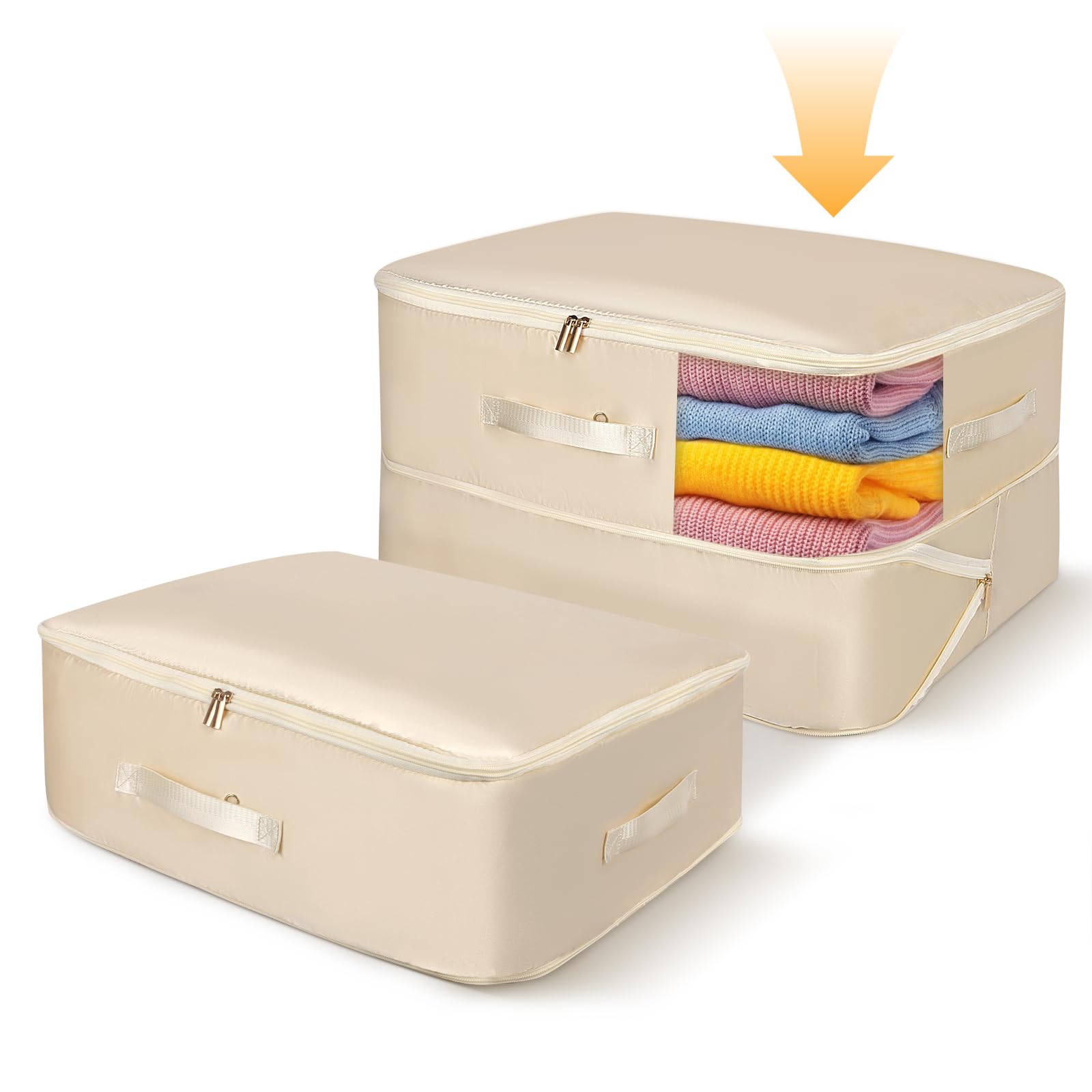 Figarge Storage Bag for Duvets, Pack of 2, 2024, Ultra Space-saving Compression Bag for Duvets, Bedding, Clothes, Clothes Storage with Zip