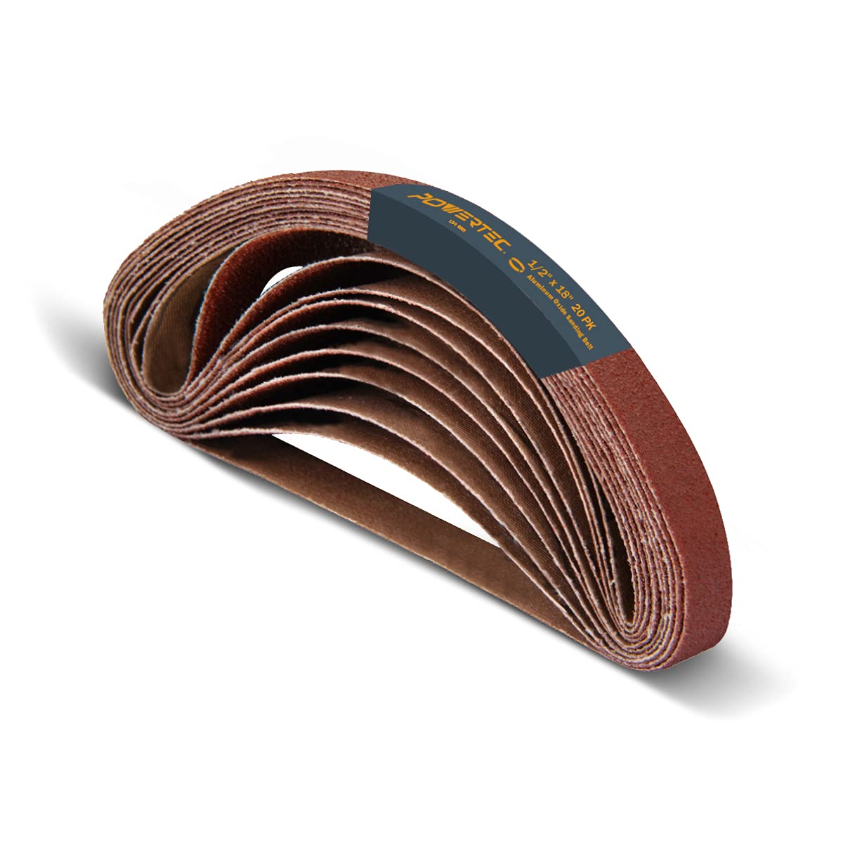 POWERTEC 401815 1/2-Inch x 18-Inch 150 Grit Aluminum Oxide Sanding Belt, 20-Pack