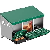 Chicken Nesting Boxes for Laying Eggs, Roll Away Nesting Boxes for Chickens | 3-Compartment, Removable Egg Collection Drawers for Hens, Durable Galvanized Steel, Easy Cleaning &amp; Egg Protection, Green