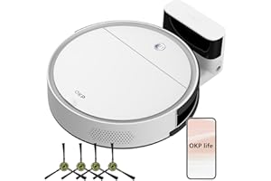 OKP Life Robot Vacuum K5 with 2500Pa Suction, Vacuum Robot Compatible with Alexa/APP/Wi-Fi, Self-Charging Super Mini Quiet Robotic Vacuum for Carpets and Hard Floors for Pet Owners