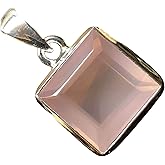 Natural 14ct Pink Rose Quartz 925 Solid Sterling Silver Pendant 25mm