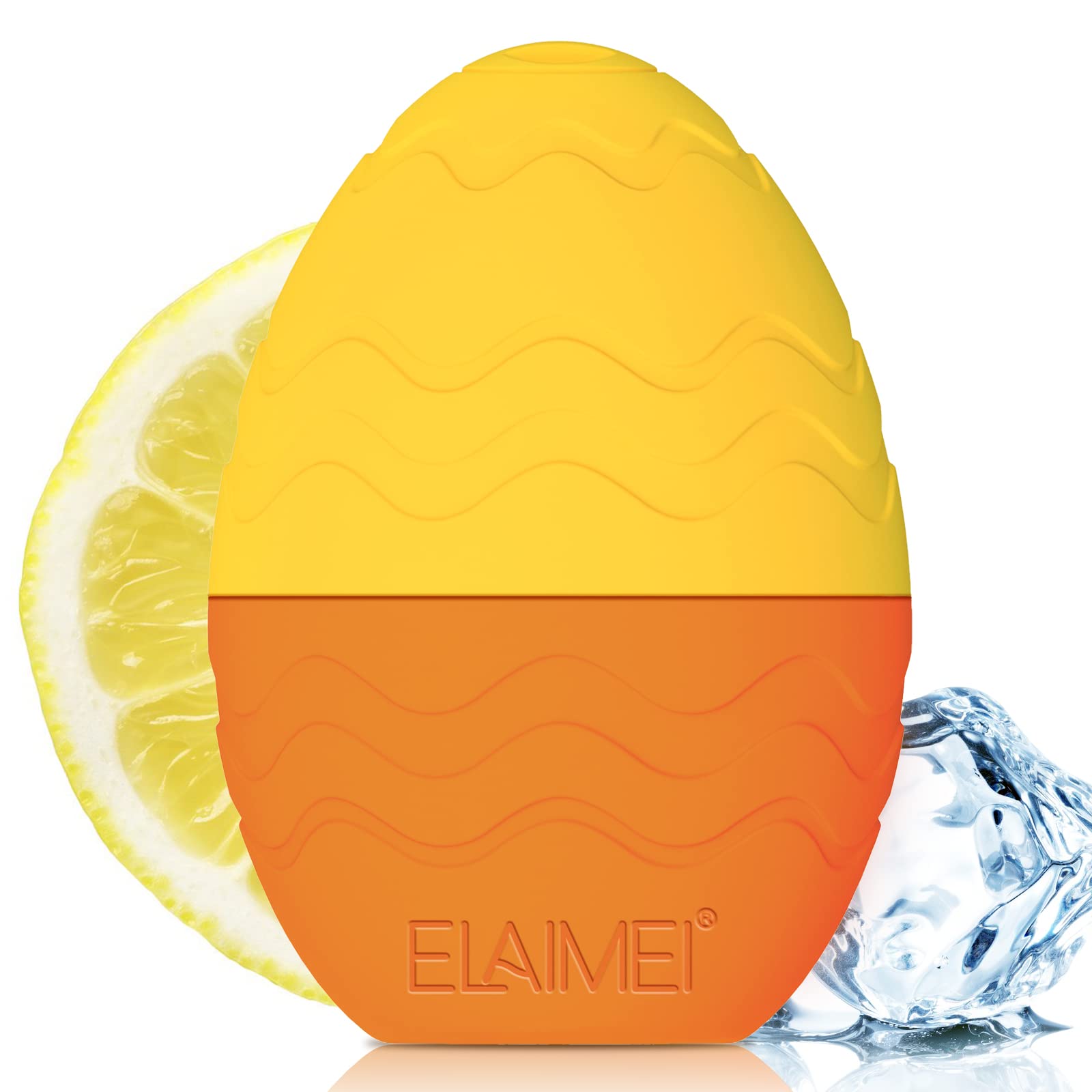Silicone Ice Face Roller, Ice Roller Face, Egg-shaped Face Massage, Facial Ice Roller, Face Firming for Pore Reducing, Wrinkles Brightening, Brightening Skin #1 Orange
