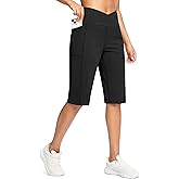 G Gradual Women's 14" Bermuda Long Shorts Knee Length High Waisted Athletic Shorts with Pockets Stretch Casual Summer Walking
