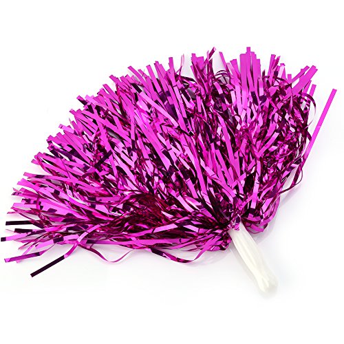 6 Pack Cheerleading Pom Poms Cheerleading Metallic Foil & Plastic Ring Pom Poms Cheerleading Poms, Squad Cheer Sports Party Dance Accessories for Sport Kids Adults Team Spirit Cheering - Thumbnail 6
