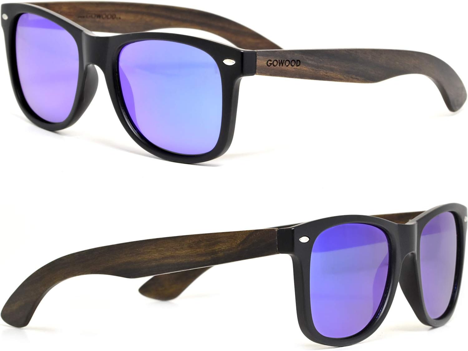 Ebony Wooden Mens and Womens Sunglasses with Matte Black Front and Polarised Lenses