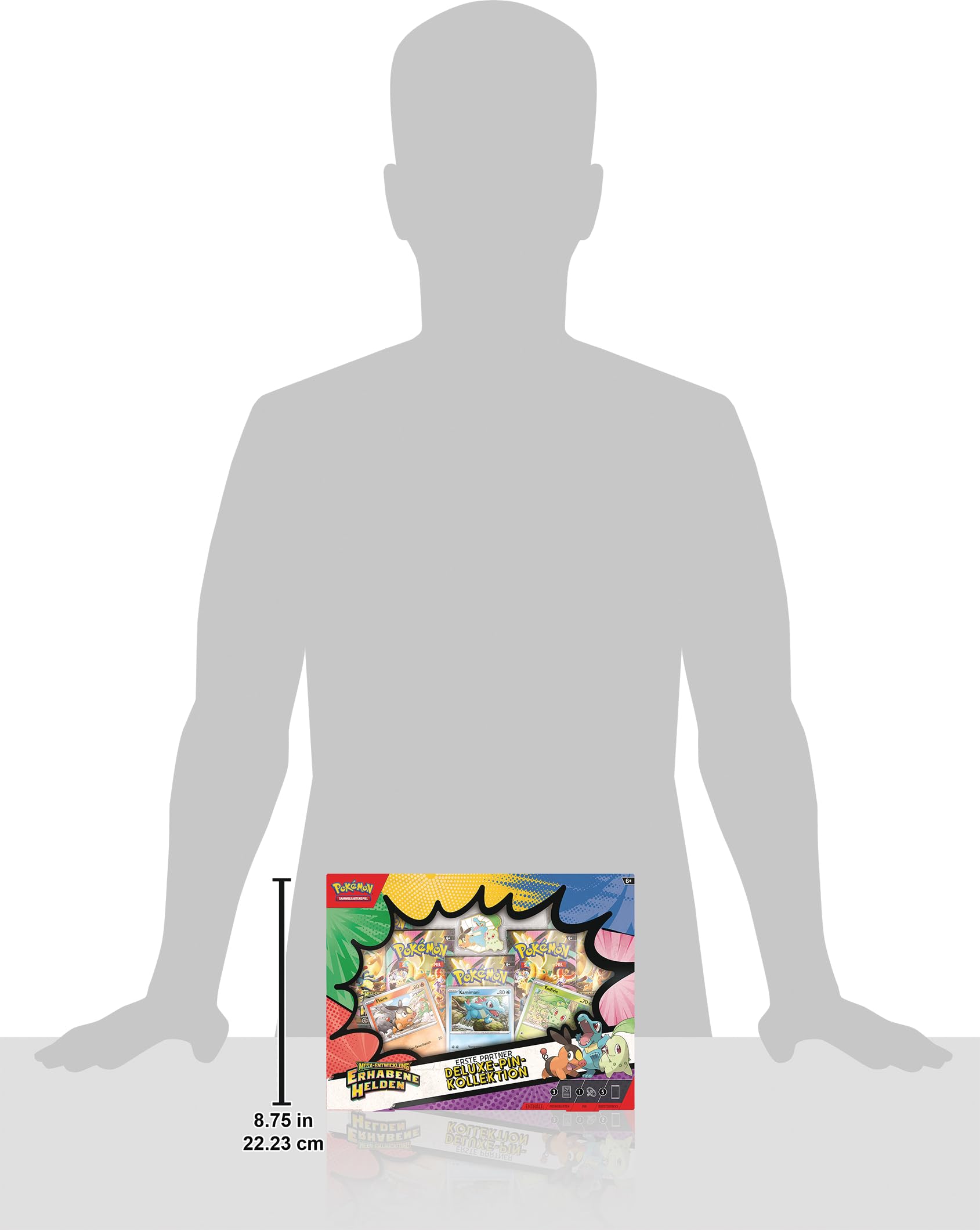 Pokémon-Sammelkartenspiel: Deluxe-Pin-Kollektion Mega-Entwicklung – Erhabene Helden: Erste Partner (3 holografische Promokarten, 1 Deluxe-Pin und 5 Boosterpacks) 9