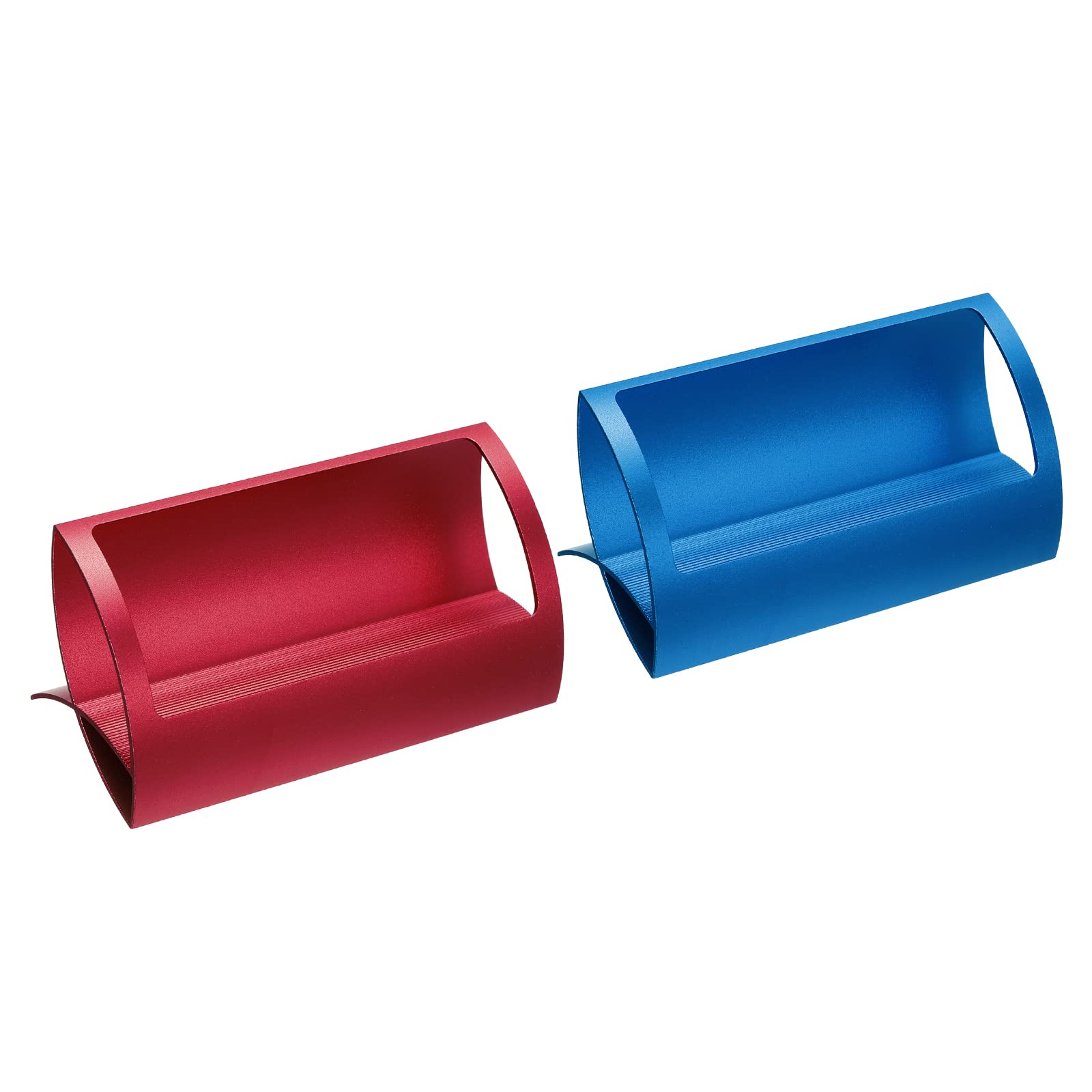 YOKIVE 2 Pcs Business Card Holder, Office Card Collection Organizers with Aluminum Keep Desk Neat, Great for Office, Home, Exhibition (Red&Blue, 4.13-Inch)