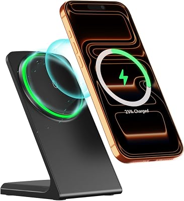 MagSafe Charger Stand 15W Magnetic Wireless Charger for iPhone 17/Air/16/15/14/13/12 Series (Onyx Black, No Adapter)