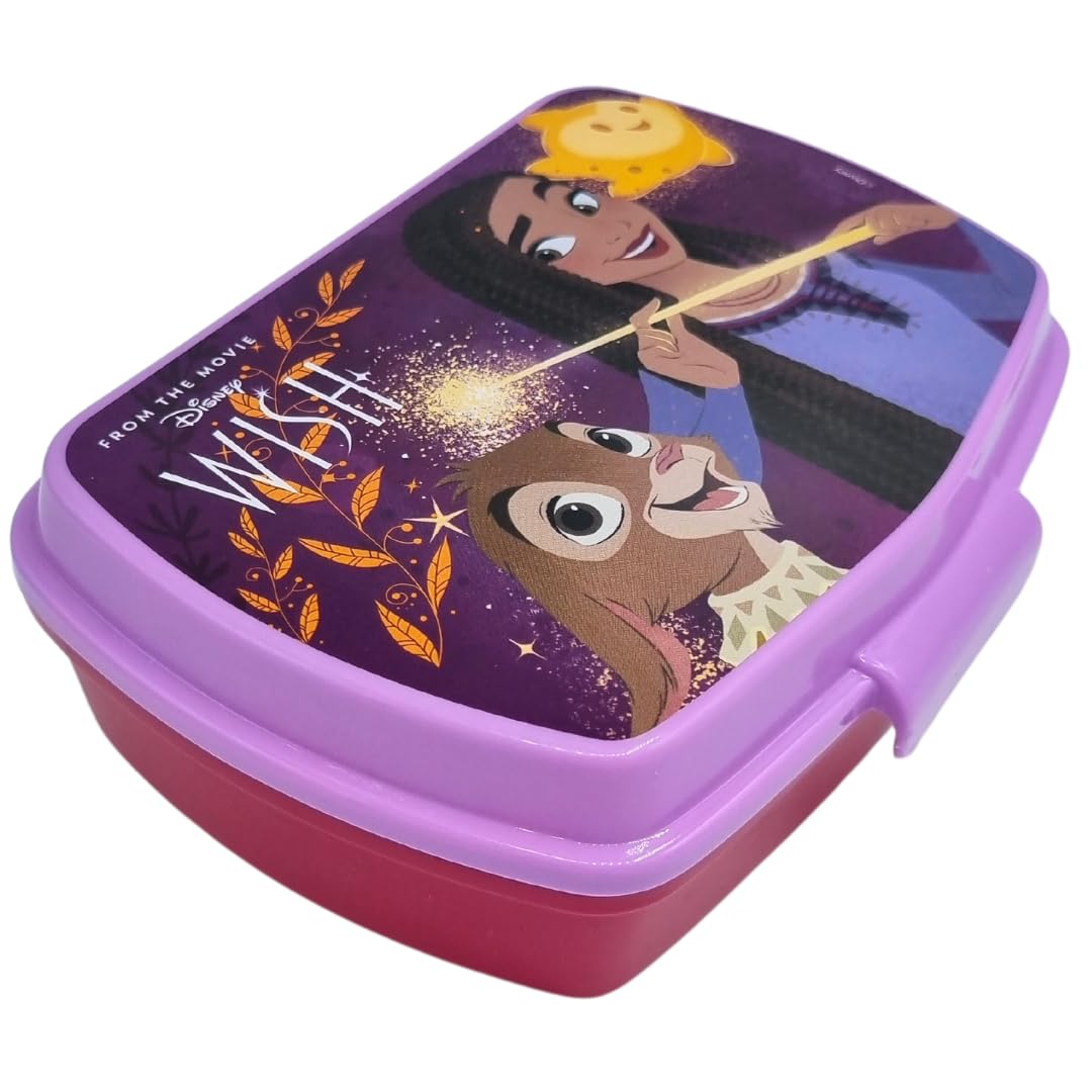 Stor, Wish Sandwich Box, Disney Kids Lunch Box for Children, Lunch and Snack Box for School, 1 Compartiment, 17x14x6 CM