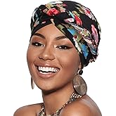 African Women Turban Caps Pre-Tied Twisted Turbans Head Scarf for Women Hair Wraps Cover Beanie Cancer Chemo Headwear