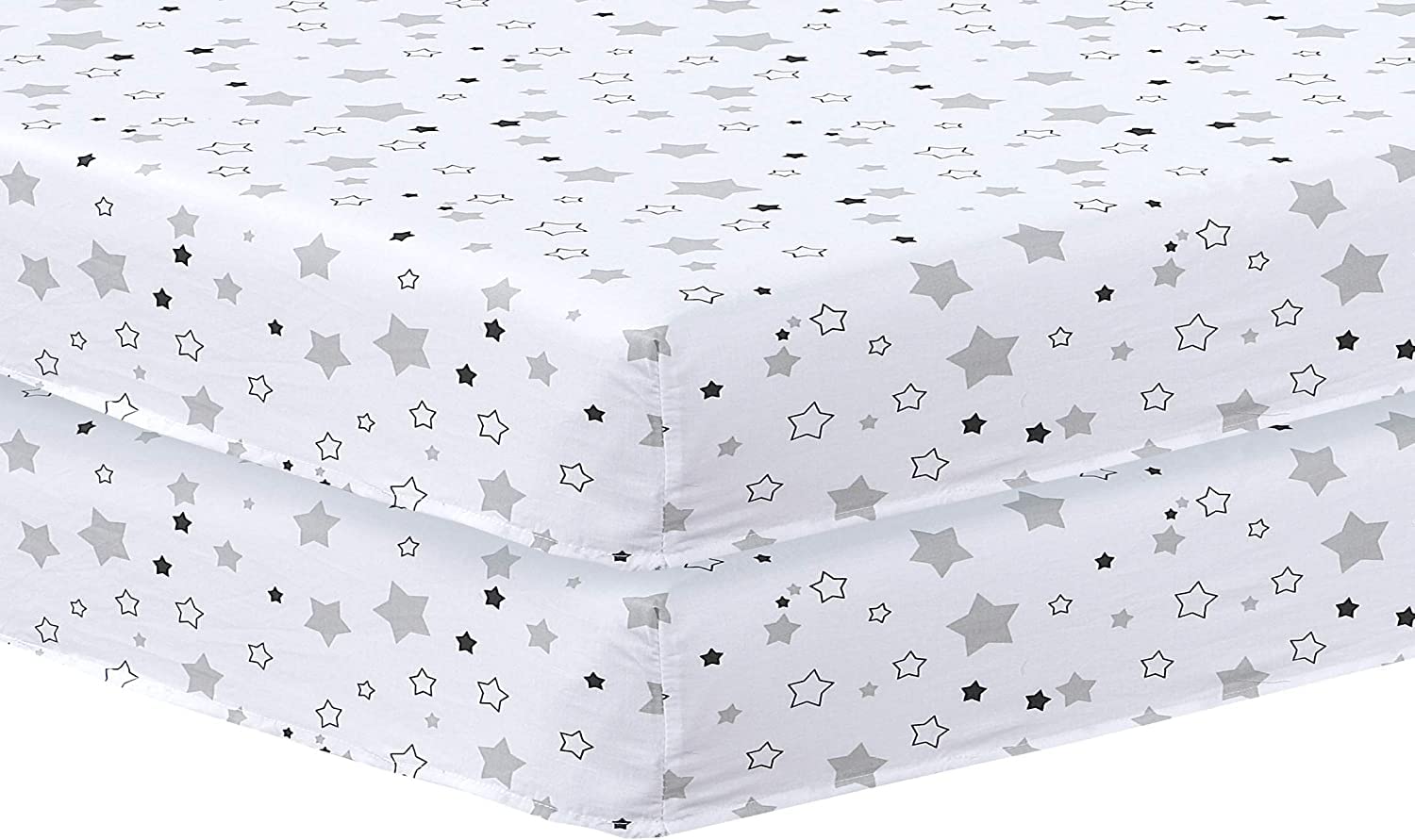 Indus Textiles - cotbed fitted sheet, Pack of 2 cot bedding Fitted cot sheets, Easy Care Soft and Durable, cot bed sheets 140 x 70 fitted - cot bed sheets - Little Stars
