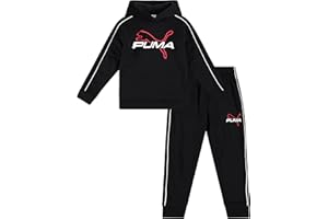 PUMA Toddler Boys Sweatsuit - 2 Piece Lightweight Soft Fleece Pullover Toddler Hoodie & Boys Jogger Pants (Size: 2T-7)