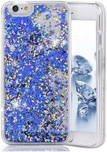 iPhone 7 Case, iPhone 7 Glitter Case, Surpriseyou Creative Design Flowing Liquid Quicksand Floating Luxury Bling Glitter Sparkle Love Heart Diamonds Clear Hard Case for iPhone 7 (Blue Diamonds)