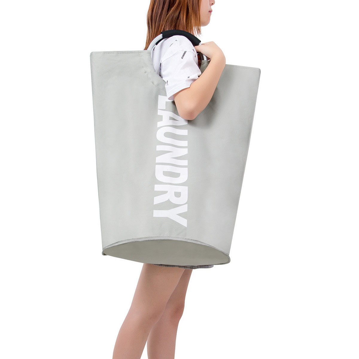 chrislley cesta para la ropa sucia (Oxford grande papelera plegable bolsa para la colada plegable lienzo Holder