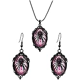 IS4U Halloween Spider Earrings Necklace Set for Women Vintage Crystal Glass Spiders Web Earrings Necklace Punk Dark Animal Set Vampire Victoria Witch Jewelry Costume