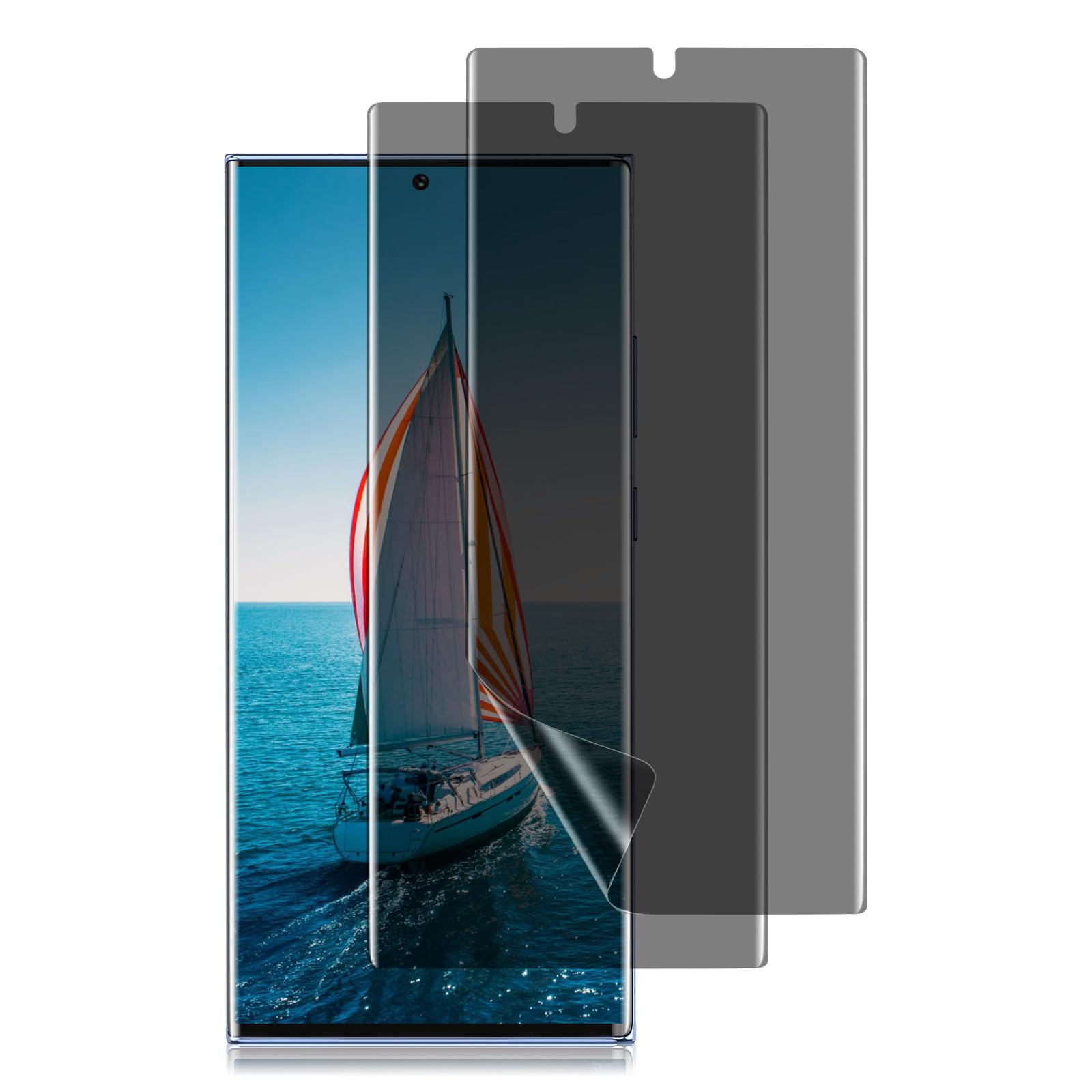 Photo 1 of PHISIMOO for Samsung Galaxy S23 Ultra Privacy Screen Protector w/Guide, Anti-Spy Flexible TPU Film for S23 Ultra [2 Packs], Support Fingerprint Unlock, Positioning Tool, Full Coverage, Case Friendly, Self-healing