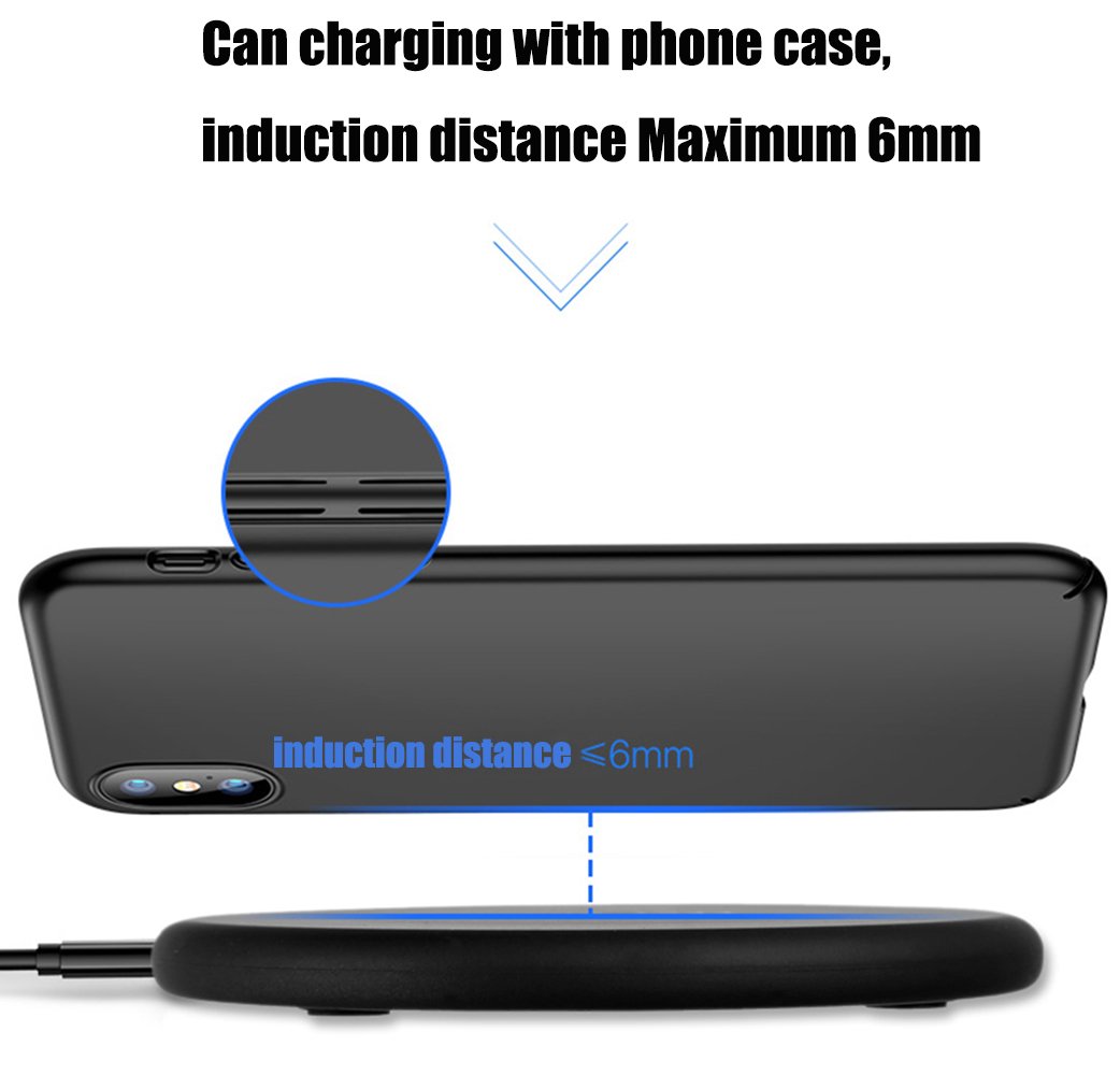 Wireless Charging, JH-LI QI Fast Wireless Charger Ultra Slim Wireless Charger Pad for Samsung Galaxy Note 8,S8, S8+ S8 Plus,S7,S7 Edge,S6 Edge/Edge Plus,Note 5,iPhone X 8 Plus 8,[Sleep-Friendly] Black