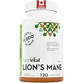 PlantVital Lions Mane - Made in Canada - Max Potency 11,000mg (10:1 Extract) - Organic Lion’s Mane Mushroom Supplements with 