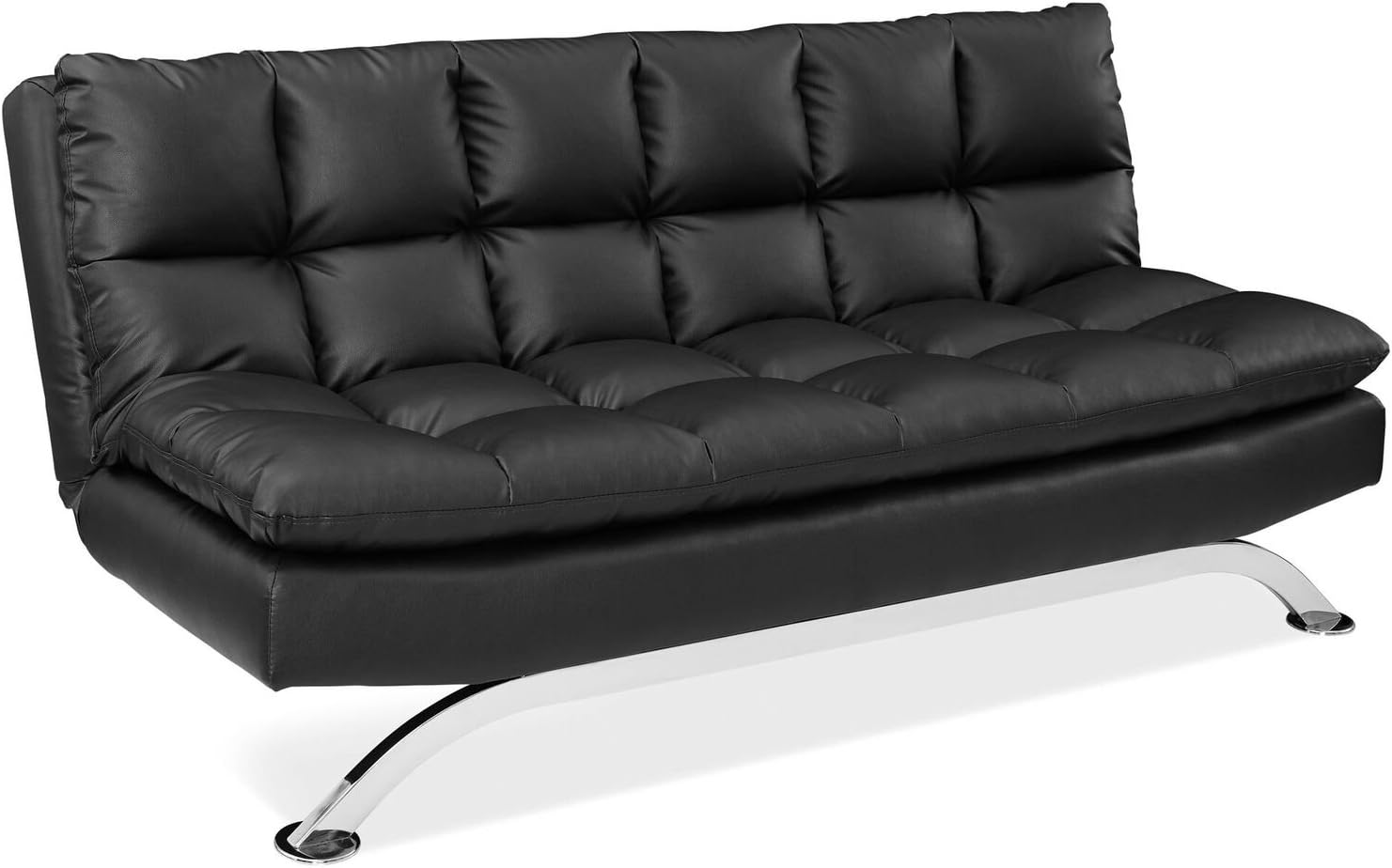 Pearington Bella Leather LayFlat Futon Sofa Bed Black