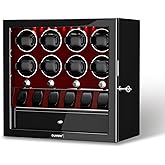 DUKWIN Watch Winder for Automatic Watches Piano Paint 4 Modes Quiet Motor | Lockable Luxury Watch Rotator with Extra Watch Holder,Jewelry Storage,LED Light,Open‑Stop Protection and Adjustable Pillow