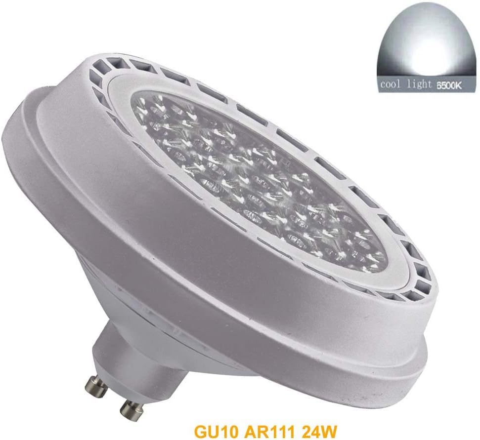QLEE Ar111 Led Light Gu10 24w Bulb Spotlight TrackLIGHT Downlight Reflector 24°Beam Daylight 6000k AC 220V 2100Lm for 200w Tungsten Halogen Lights Replacement Alluminum - Image 4
