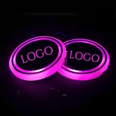 Custom LED Car Coasters With Logo - 7 Colors Personalized Cup Holder Lights - Cool Accessories for Cars