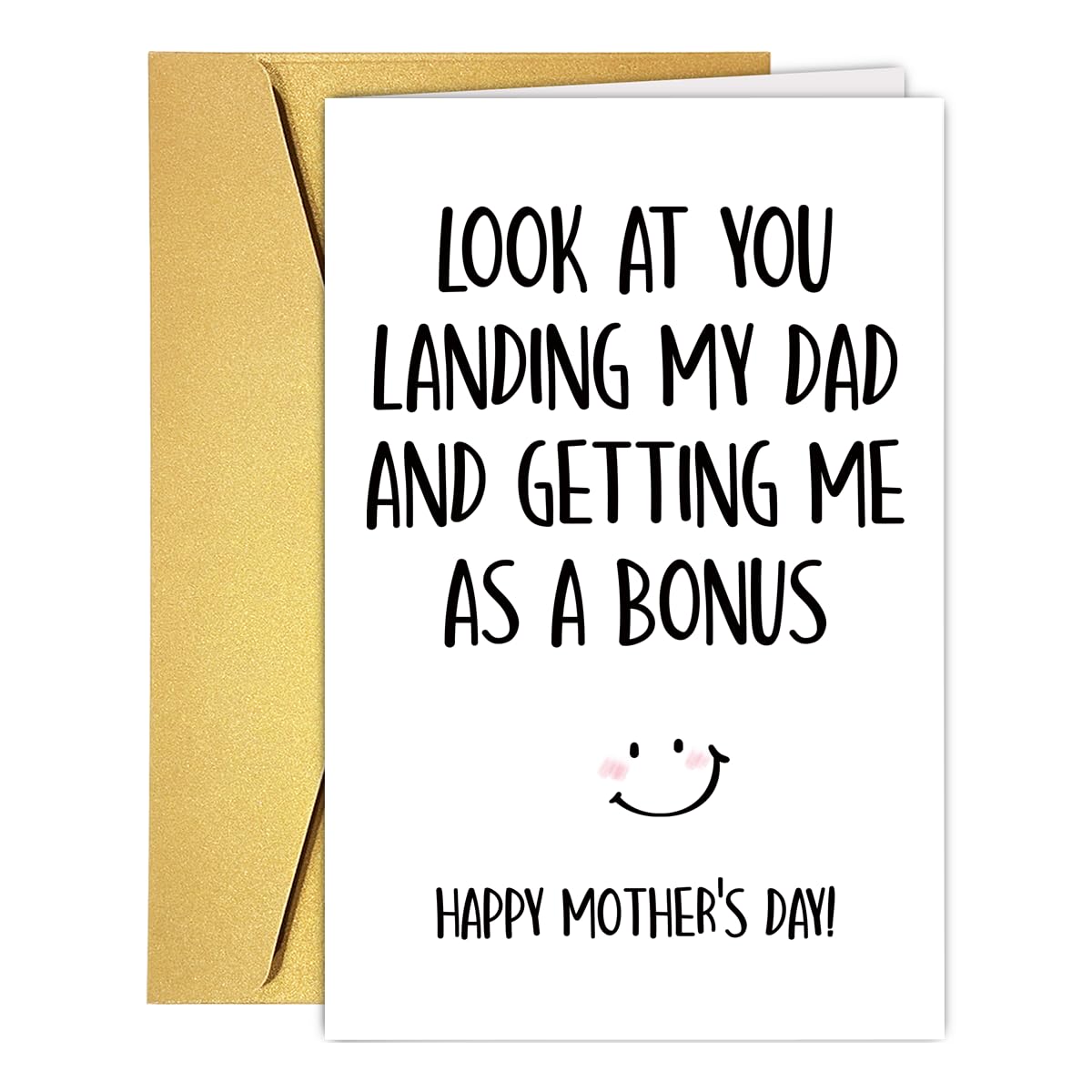 Qamza Funny Happy Mother's Day Card For Stepmom Stepmother, Humorous StepMom Mother's Day Gift, Bonus StepMother Gift, Look At You Landing My Dad Greeting Car