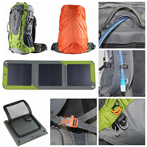 ECEEN-Hiking-Backpack-Removable-Frame-Pack-10W-Foldable-Solar-Phone-Charger-10000mAH-Battery-Pack-2L-Water-Bladder-Rain-Cover-Camping-Mountaineering-Climbing-Voyage-Outdoor-Sports