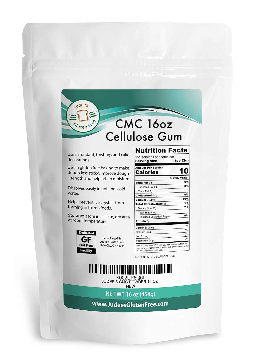 Judee's Premium CMC Powder 1 lb (16 oz) - Use in Fondant, Frostings, and Cake Decorations - Improves Gluten Free Dough - Prevents Ice Crystals in Frozen Foods