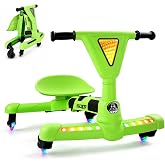 WEEROCK Kids Drifter Car 360 Spin Ride on Toy for Ages 3-6 Years Boys Girls | Safe 4-Wheel Balance, Foot-Powered Front Wheel Drive, Forward or Spin Around, Foldable, Lighting Wheels, Fun Exercise