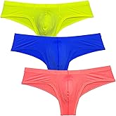 Botmois Men's Brazilian Bikini Sioft Ice Silk Boxer Briefs Underwear Comfy Enhance Bulge Pouch Cheeky Boxers