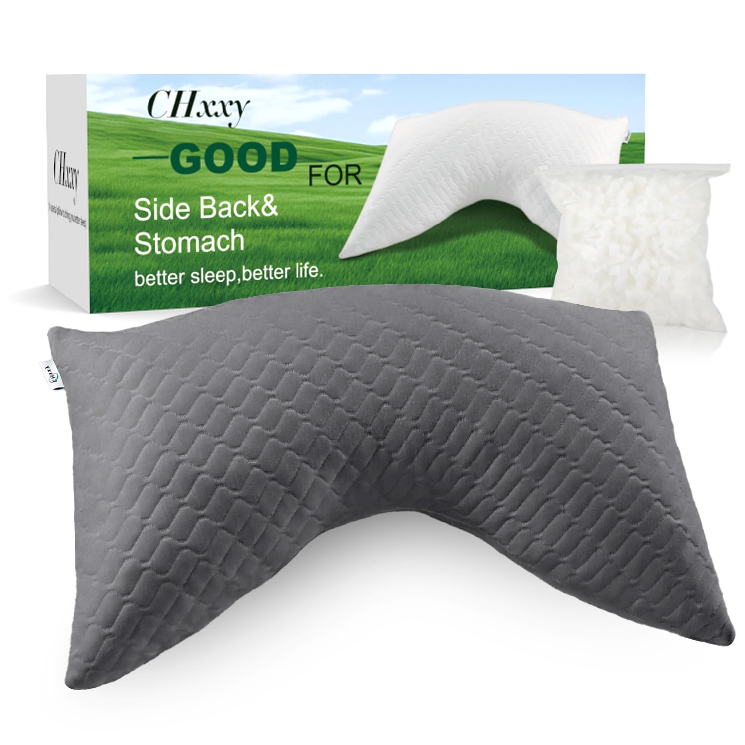 Photo 1 of ***pillow foam inserts only (small bag pictured) ***** CHxxy Side Sleeper Pillow for Neck and Shoulder Reilef, Ergonomic Design Medium Firm Pillow, Queen Size Bed Pillows for Sleeping, Cross Cut Memory Foam Pillows for Back, Stomach and Side Sleepers