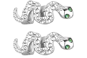 Psivika 2 Pcs Snake Iced Out Diamond Teeth Grillz for Men Women, Hip Hop Grills for Your Teeth Top and Bottom, Rapper Costume Cosplay Teeth Jewelry and Accessories