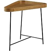 Convenience Concepts Lunar Triangle Wedge End Table, Oak/Black, 27" | Side Table with Metal Legs, Furniture for Sofa, Family Room or Living Room D&eacute;cor, for Convenient Storage and Organization