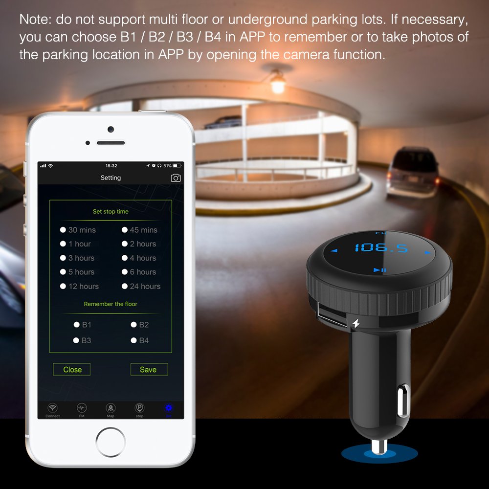 (Upgrade) Bluetooth FM Transmitter With Smart Locator,BliGli Car Charger Car Kit With 3.4A USB Charging Ports,Built-in Mic,Supports Hands-Free Call, Last Call Redial,32G TF Card/U-disk Music Playback