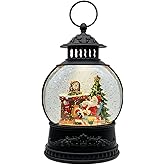 AOMIL Christmas Snow Globe Lantern with Music & Timer - USB/Battery Operated LED Glittering Globe, Snow Globe Decor for Home Holiday (Santa Claus)