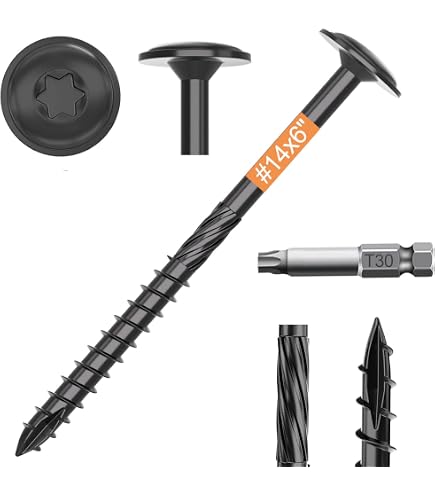 Lag Screws 4 Inch Black Heavy-Duty Wood Screws, 50 PCS Torx Drive Multi