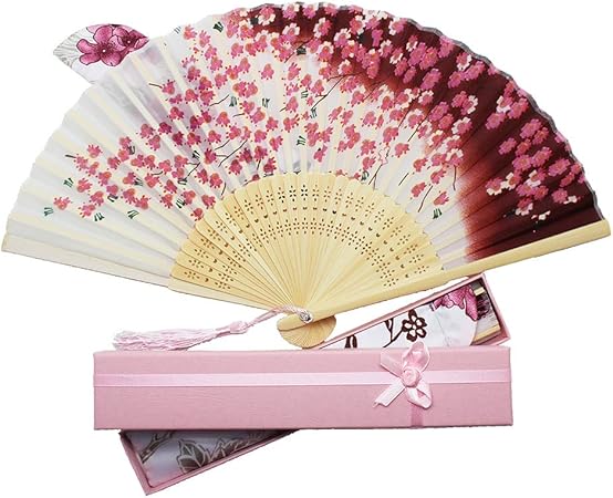 Amazon Co Jp Boshiho 扇子 扇子袋 扇 和風 和装 高級シルク 正絹 綺麗 花 花柄 レディース おしゃれ 上品 華やか 防暑 文房具 オフィス用品