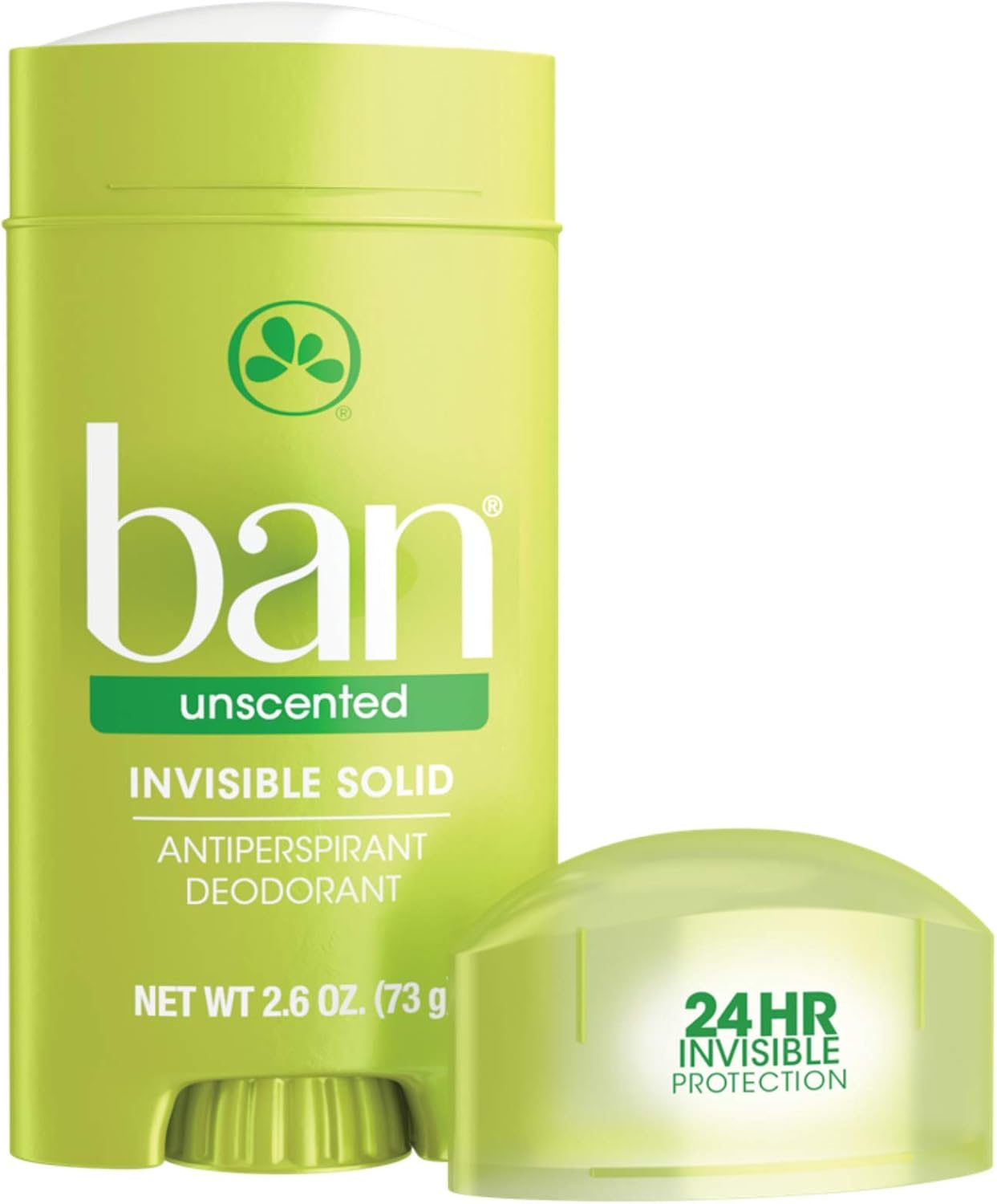 Ban Original Unscented 24-hour Invisible Antiperspirant, 2.6oz Solid Deodorant, Underarm Wetness Protection, with Odor-fighting Ingredients : Beauty