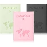 TAHULIK 3Pcs Passport Holder for Travel, Family Passport Cover | Pink, Black, and Green, Passport Book Holder for Credit Card, Cash, Air Ticket