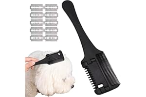 Amaezorx 1 Sets Pet Razor Comb - Double Ended Grooming Tool with Built-In Blade for Detangling & Trimming, Safe Deshedding Co